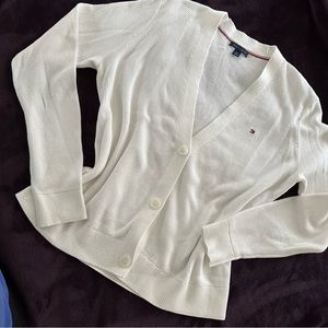 White Hilfiger Cardigan Sweater like new Sz Small